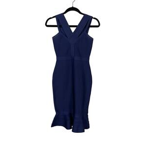 Gracia Bodycon Ruffled Dress Blue Small